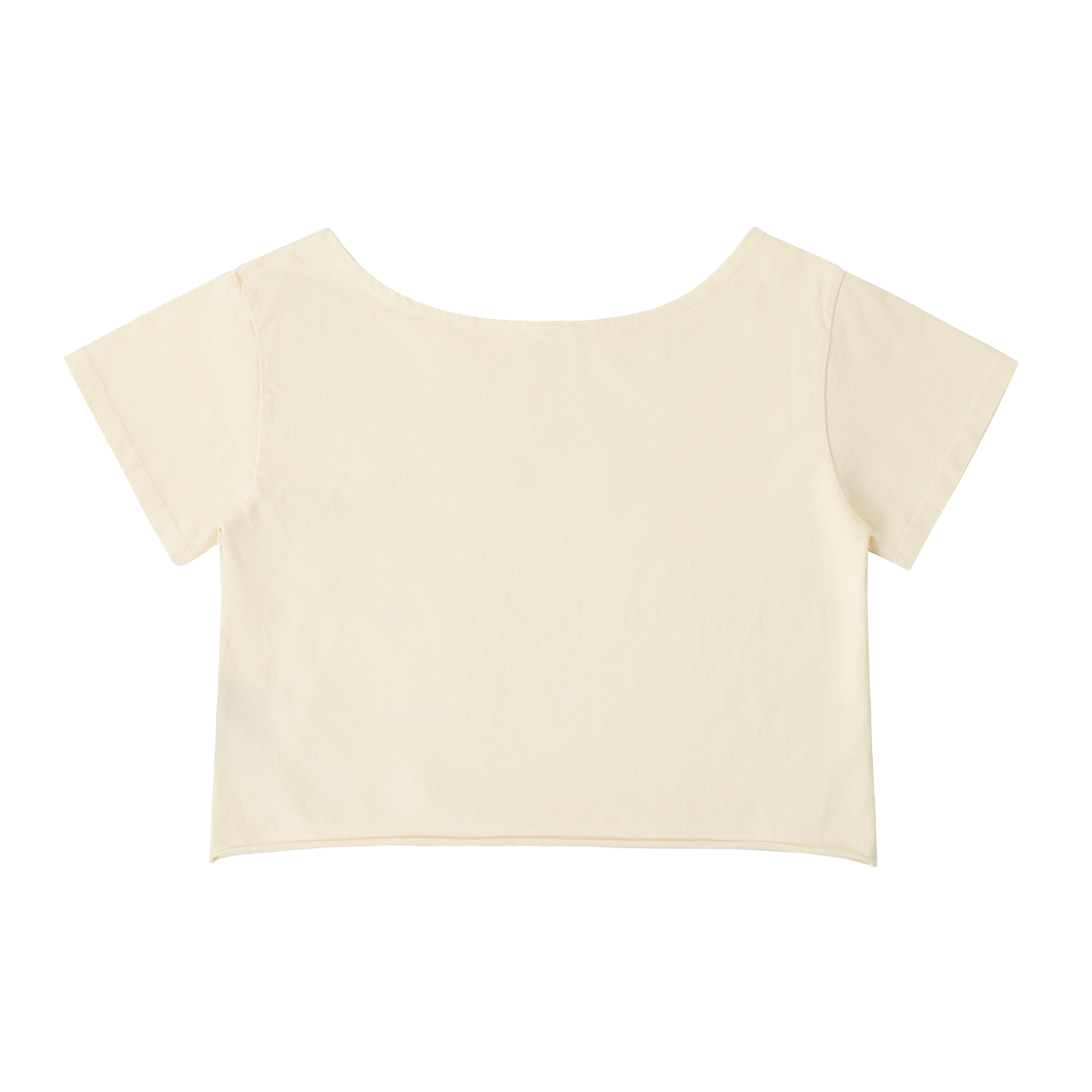 Dos du crop top femme abricot clair - coupe courte, dos sans imprimé et manches courtes tombées