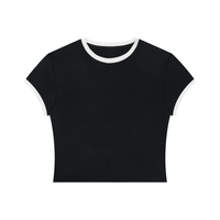 Packshot face du t-shirt ringer original femme noir / blanc