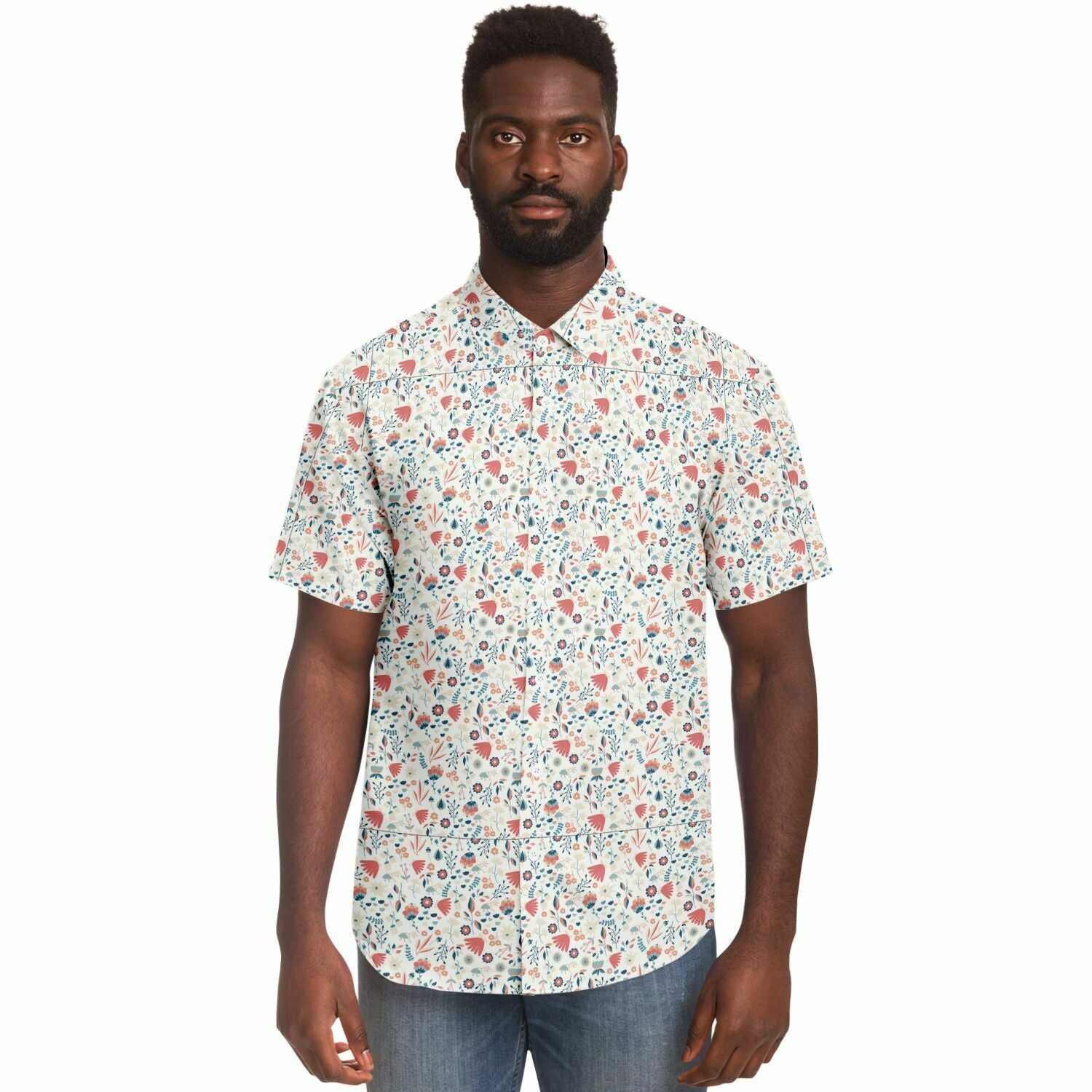Chemise homme manches courtes à fleurs