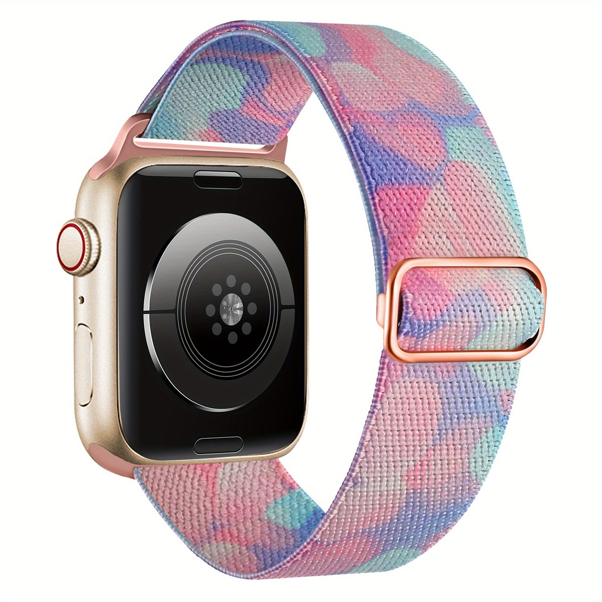 Bracelet Apple Watch en nylon motif peinture, coloris rose poudré lilas