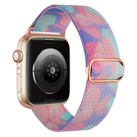 Bracelet Apple Watch en nylon motif peinture, coloris rose poudré lilas