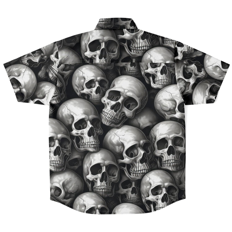 Chemise Homme Manches Courtes - Têtes De Morts Noir Et Blanc