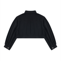 Packshot dos de la veste en jean crop original femme noir