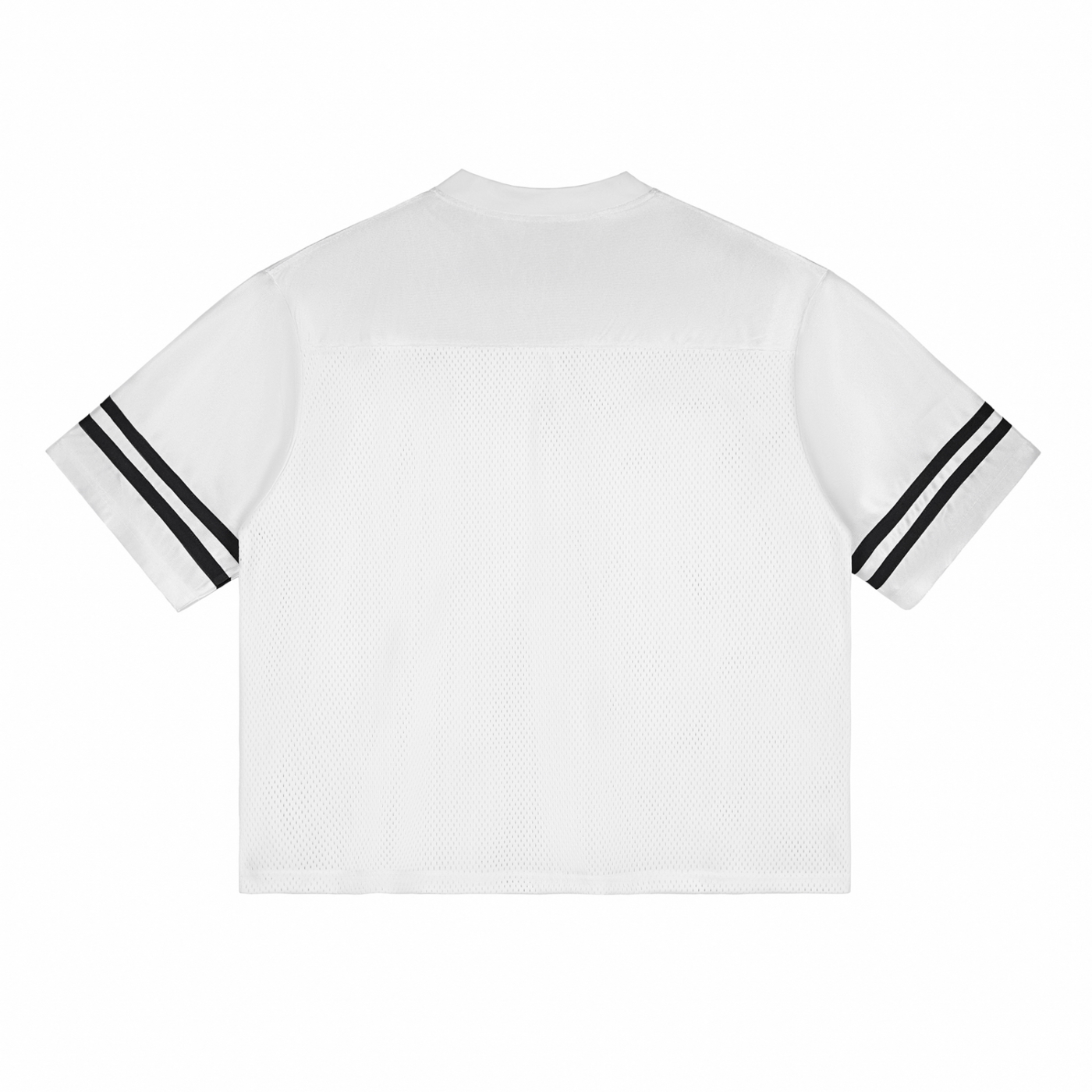 Dos du maillot mesh DAD Beer blanc - filet aéré sans imprimé et doubles rayures noires sur les bras