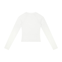 Packshot dos du t-shirt manches longues original femme blanc