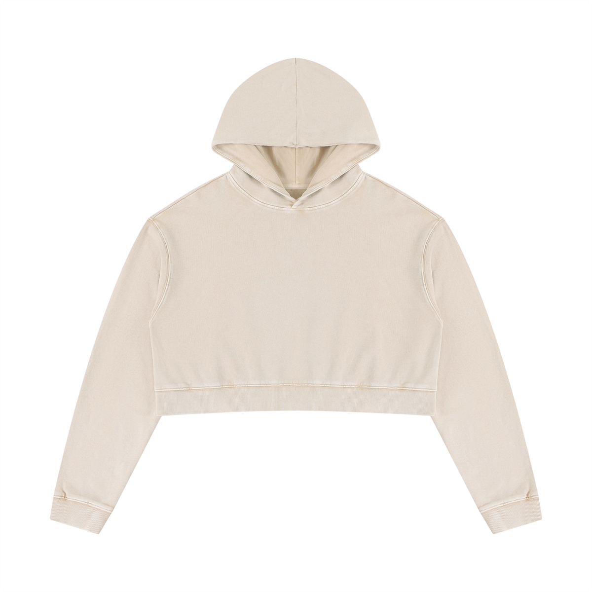 Hoodie crop top femme effet minéral crème, vue de face