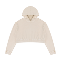 Hoodie crop top femme effet minéral crème, vue de face