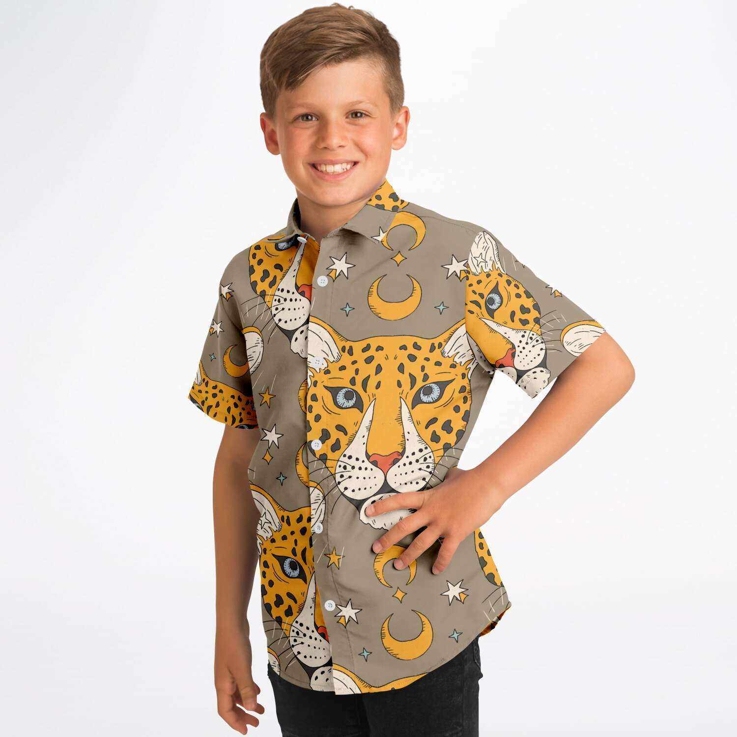 chemise enfant panthère manches courtes