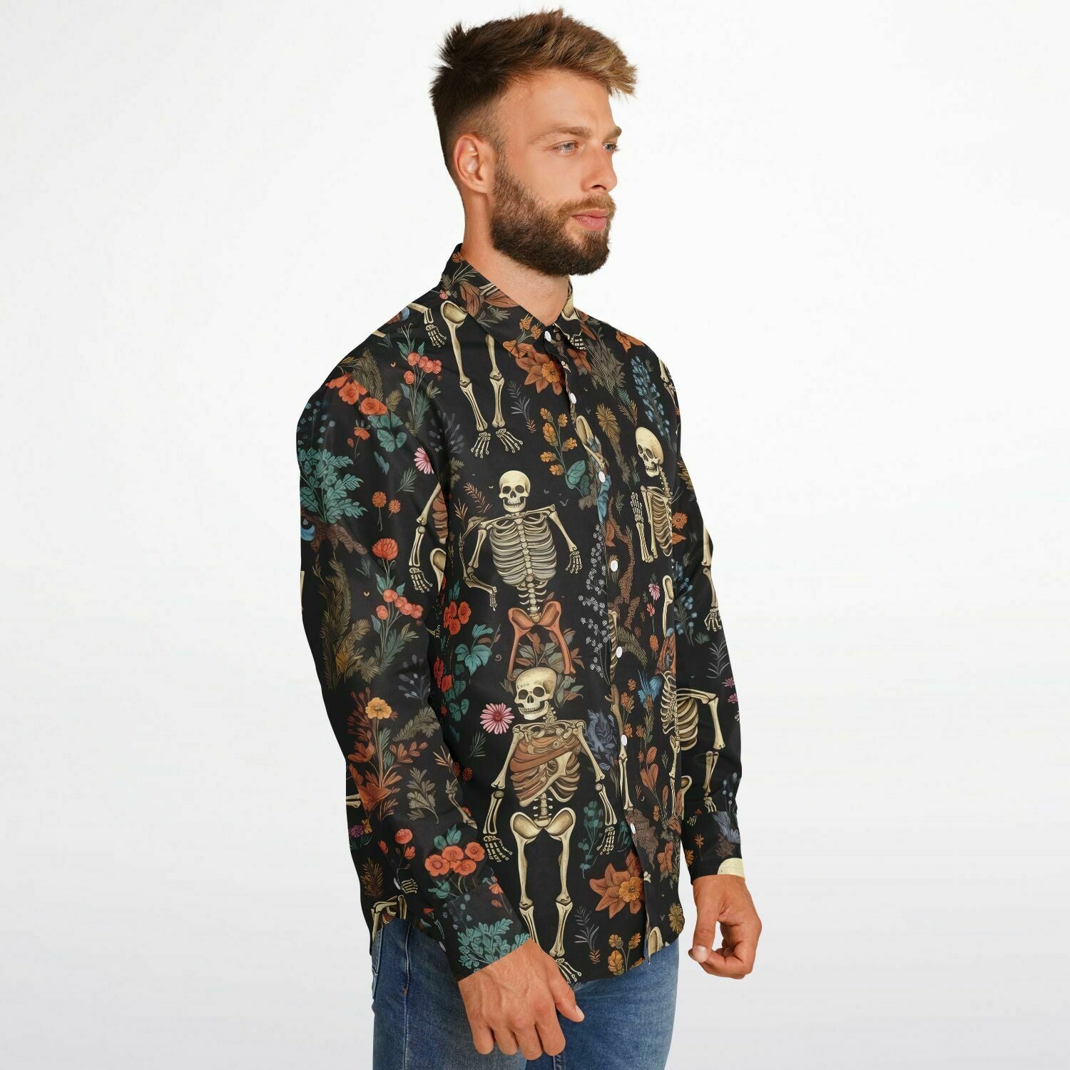 chemise homme skeleton à motifs