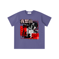 T-shirt oversized enfant Nocturne en violet - imprimé collage manga rouge et noir