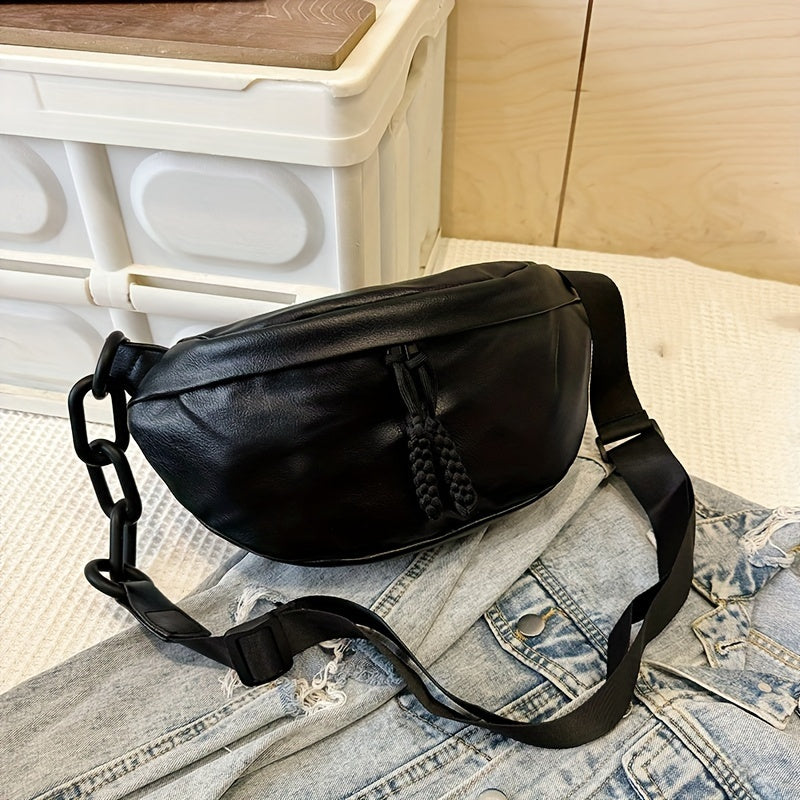 Sac banane cuir femme classique noir – vue 5