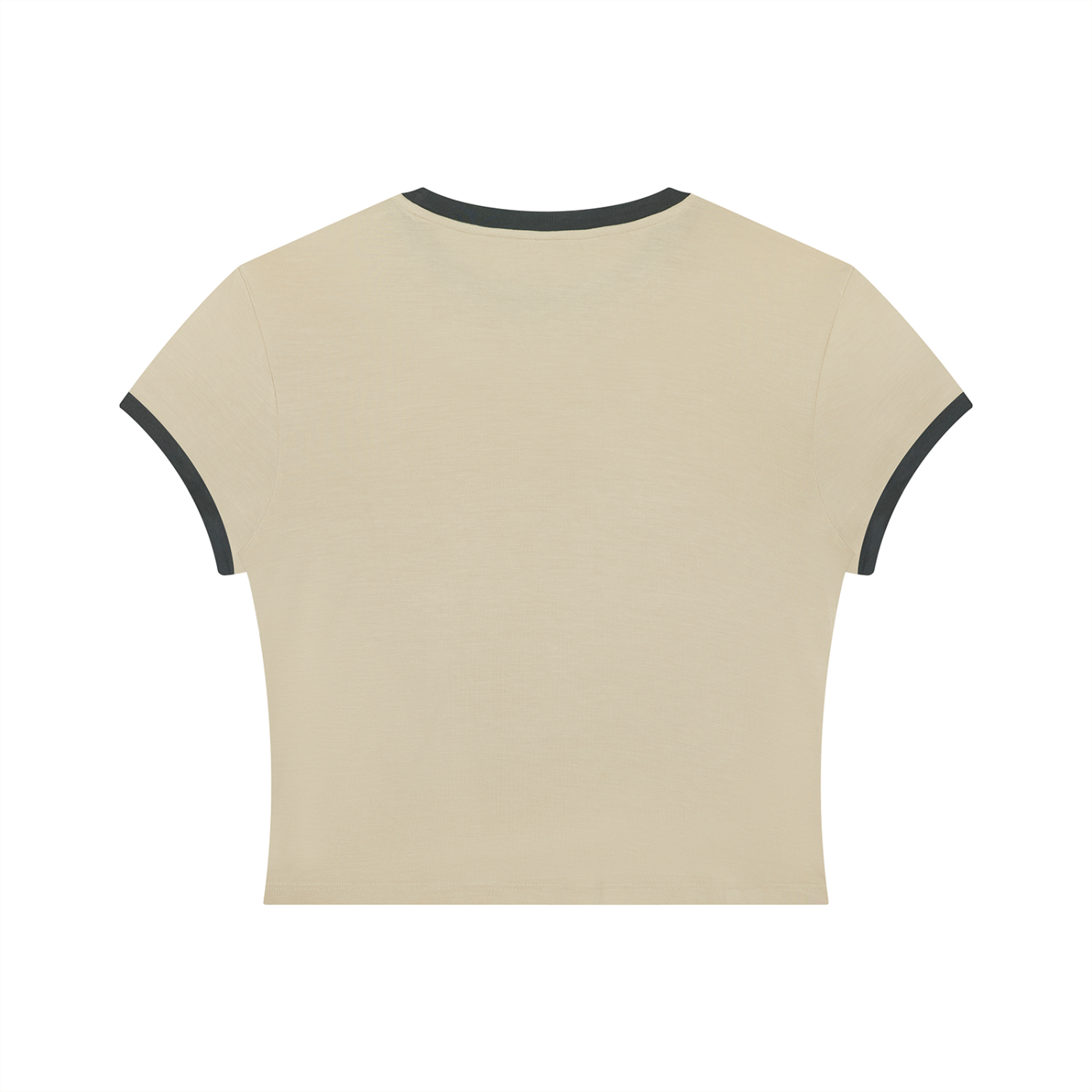 Packshot dos du t-shirt ringer original femme kaki / gris foncé