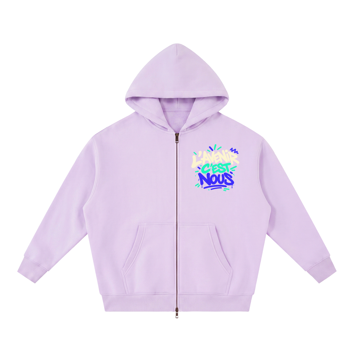 Hoodie zippé boxy Gen Z « L'avenir c'est nous » – double zip