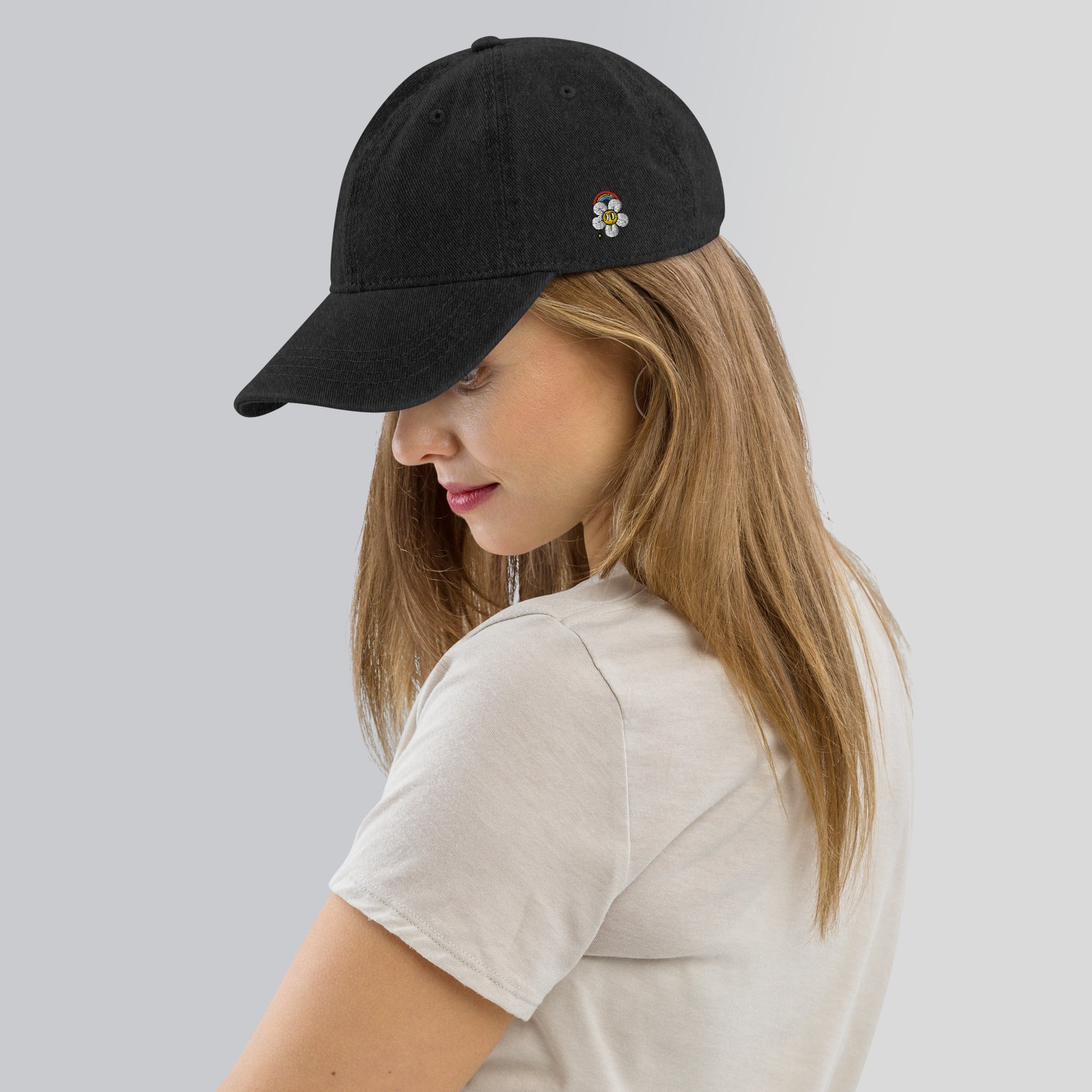 Casquette en jean pour femme - FLOWER POWER
