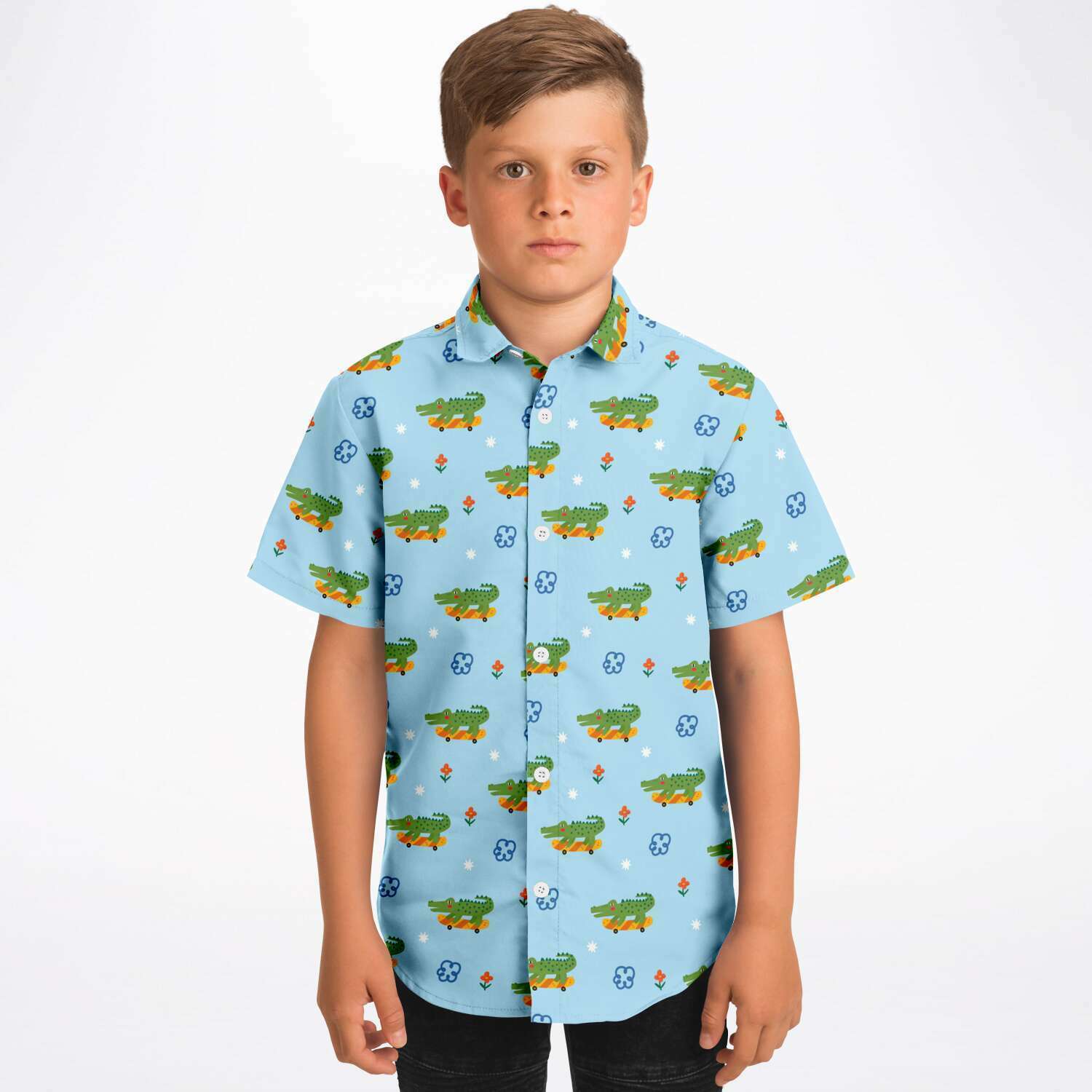 Chemise garçon originale crocodile skateur manches courtes
