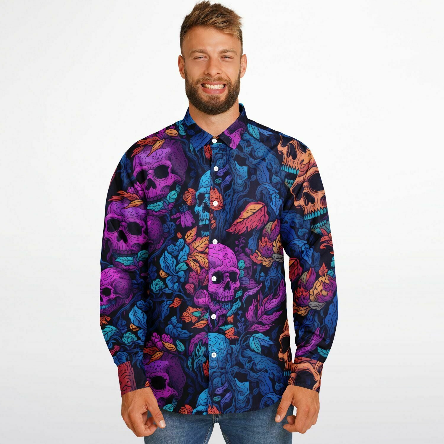 chemise à manches longues avec têtes de morts