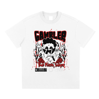 T-shirt oversized Gambler The Risk Taker en blanc - imprimé poitrine dés, dollars et roses rouges