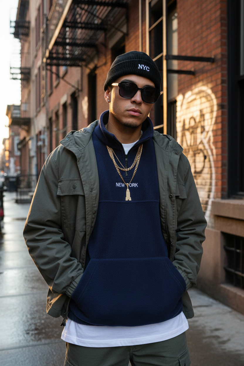 Sweat à capuche homme à motifs colorés et broderie de lettres, pull à demi-zip haut col, style streetwear décontracté pour un usage quotidien et en extérieur