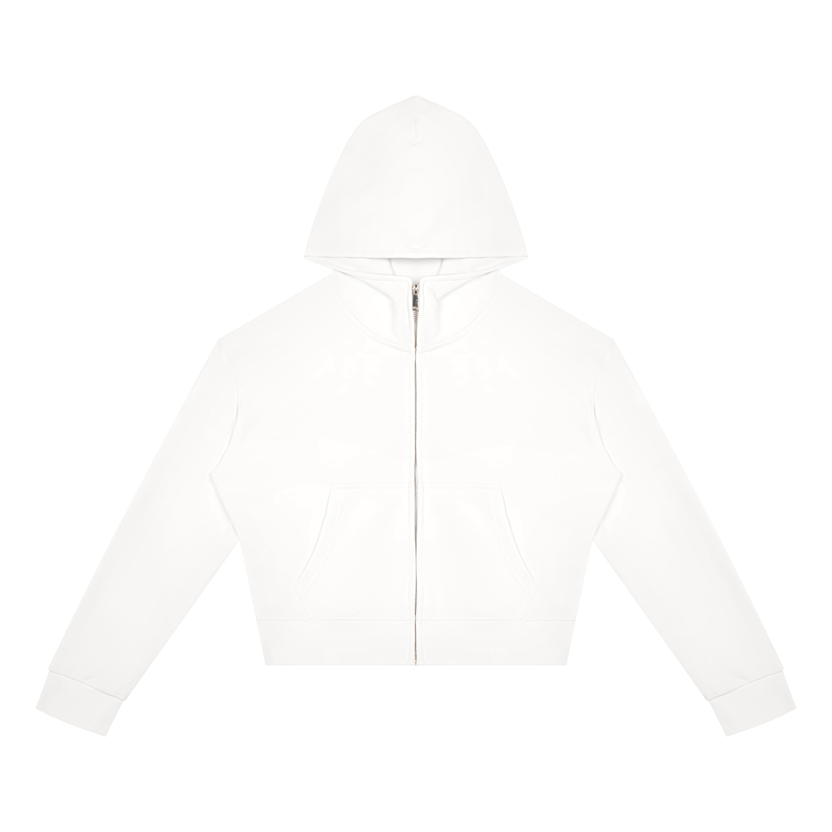 Sweat zippé crop top femme original blanc, vue de face