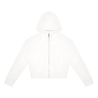 Sweat zippé crop top femme original blanc, vue de face