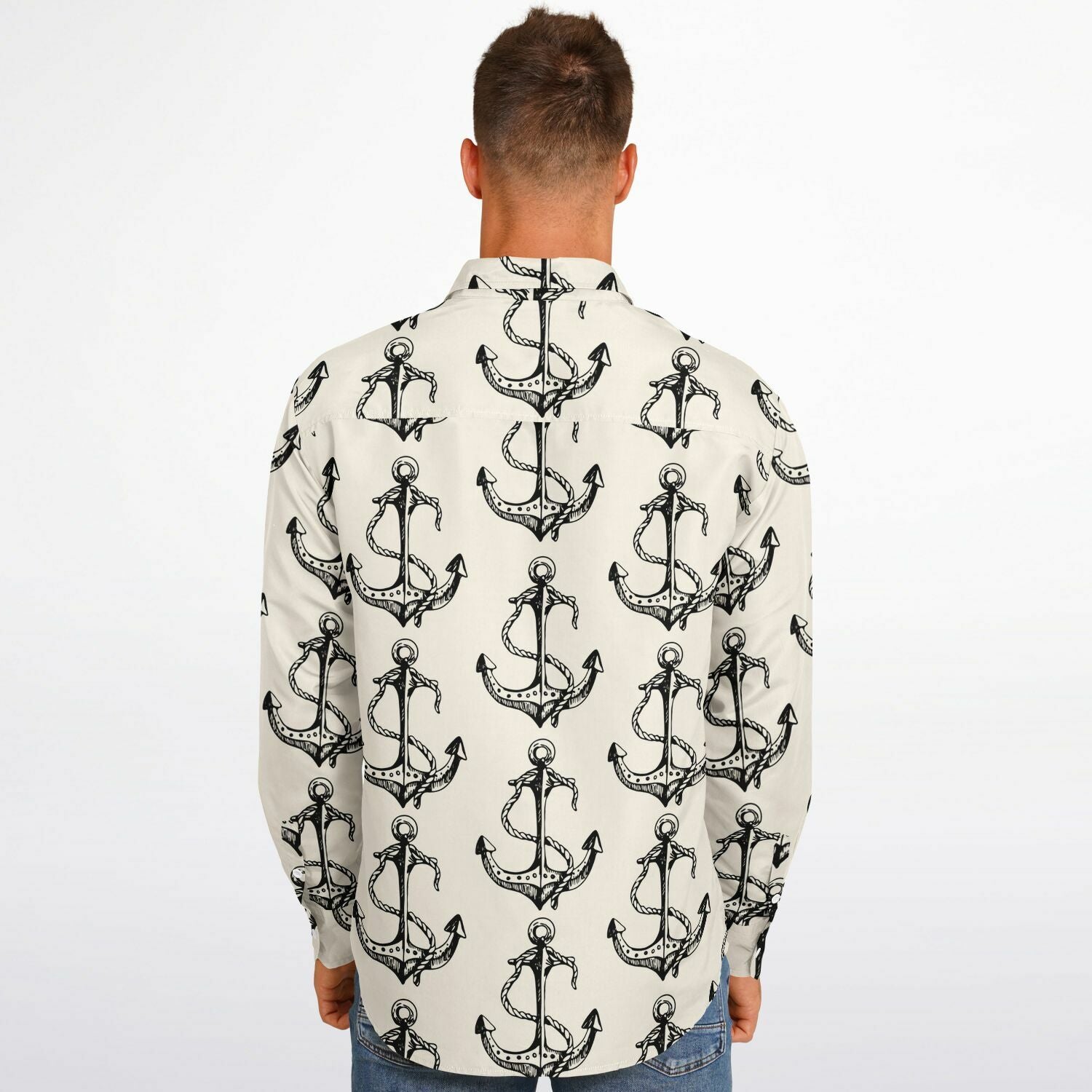 chemise marine à motif ancre pour homme