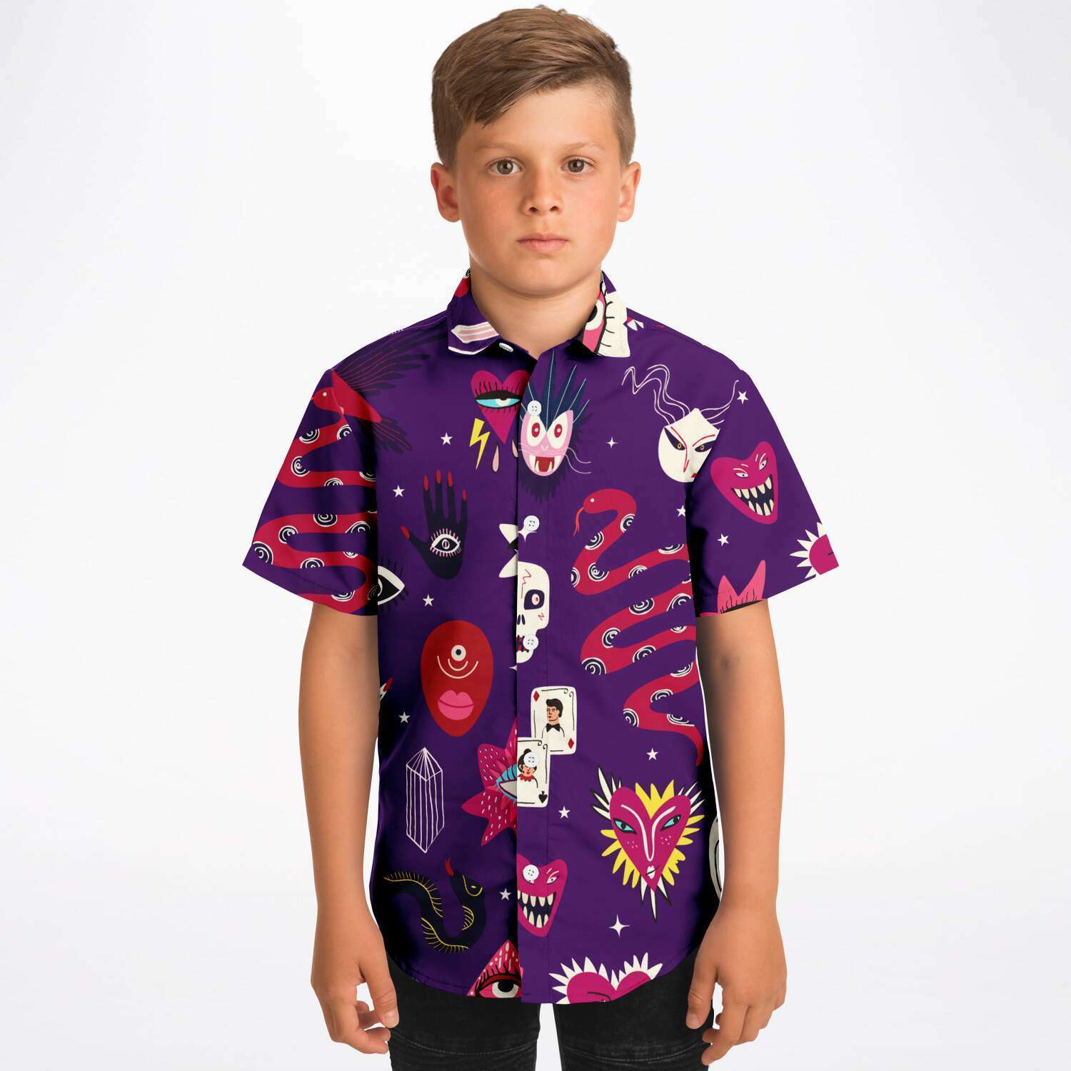 Chemise Garçon Originale Style Voyance Manches Courtes