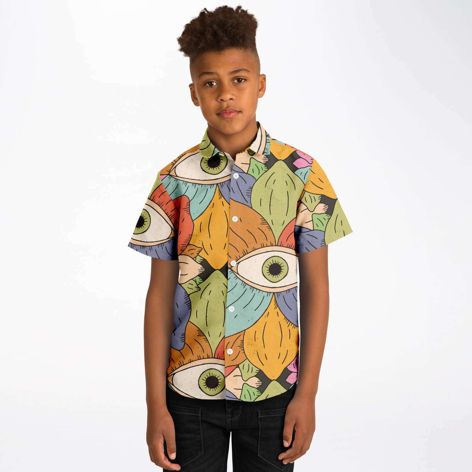 chemise beige unique à manches courtes pour garçon