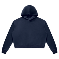 Hoodie femme délavé vintage bleu marine, vue de face