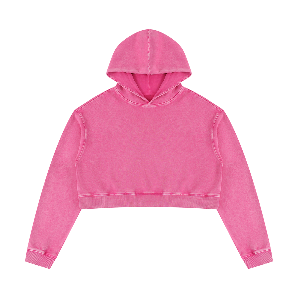 Hoodie crop top femme effet minéral fuchsia, vue de face