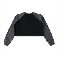 Dos du sweat crop top femme raglan bicolore noir
