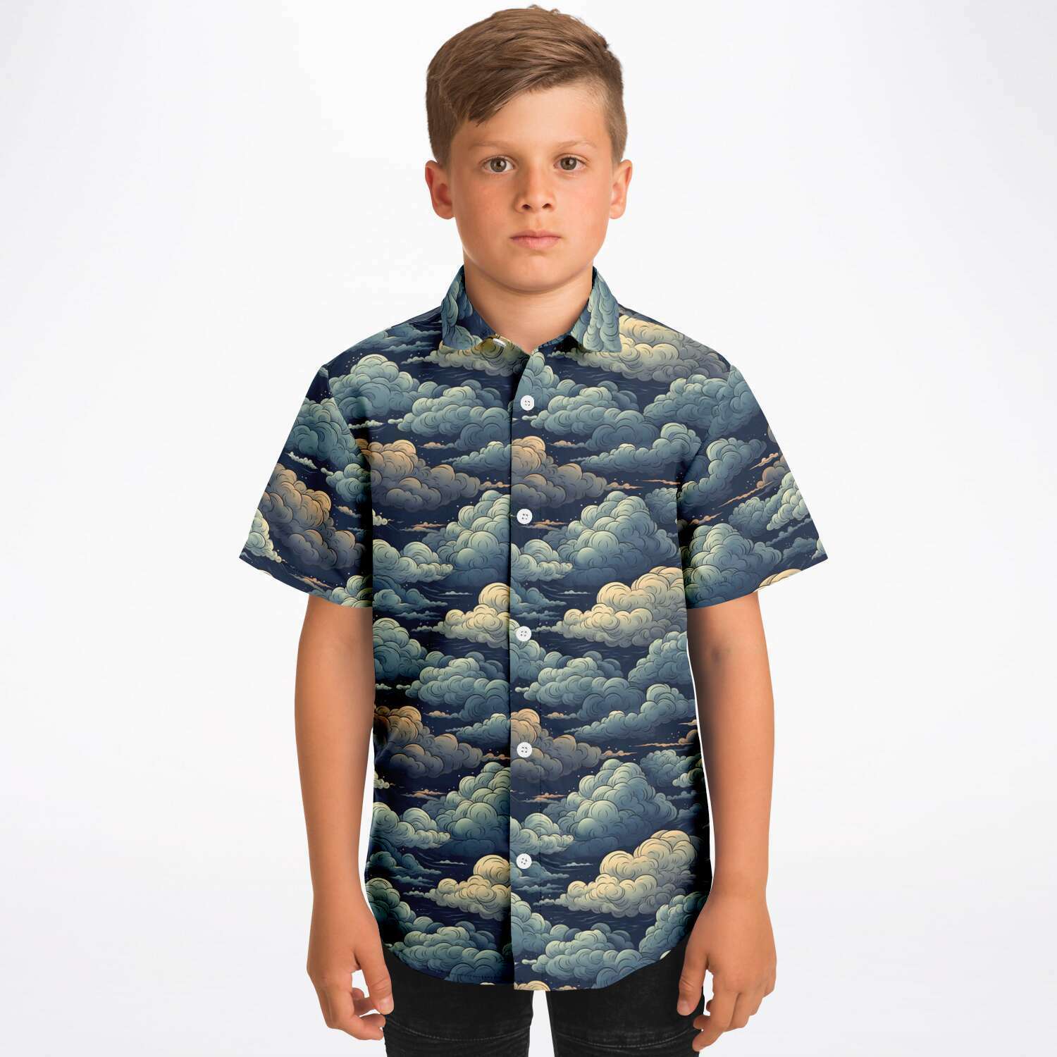 Chemise Garçon Originale Dans Les Nuages Manches Courtes
