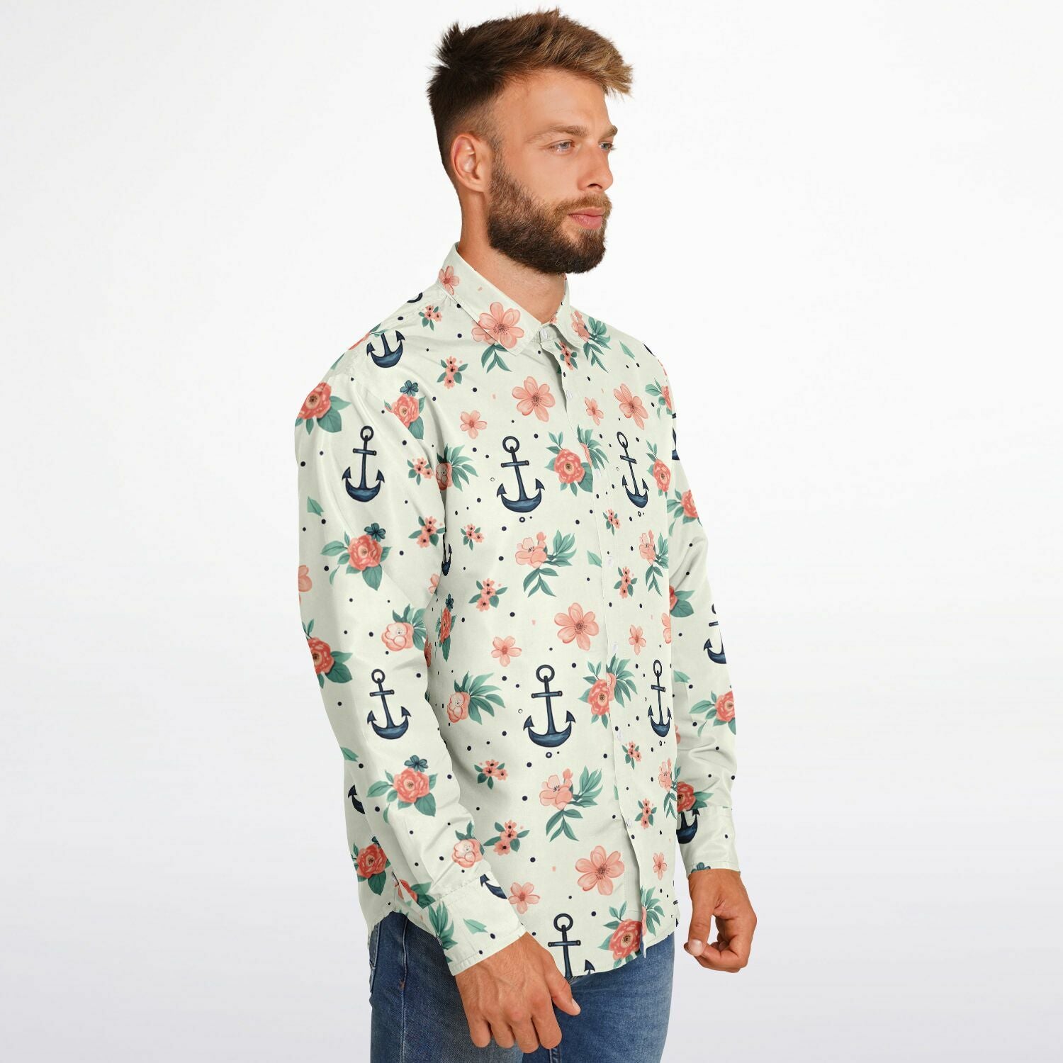 chemise à fleurs encre marine pour homme