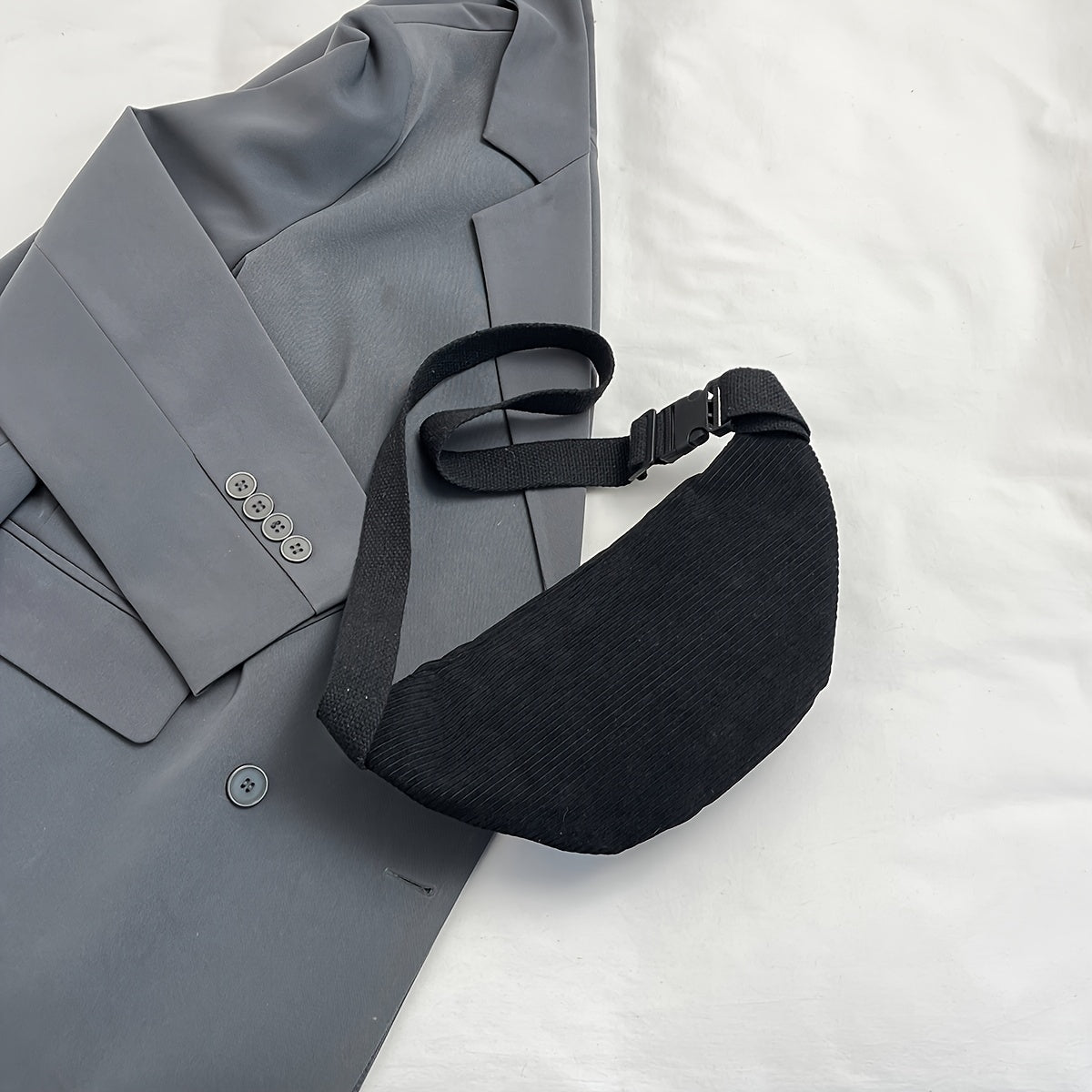 Sac banane velours côtelé beige – vue 2