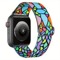 Bracelet Apple Watch en nylon motif peinture, coloris vitrail multicolore