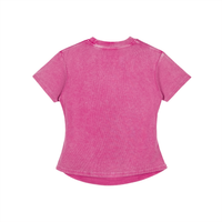 Packshot dos du t-shirt ajusté délavé original femme rose framboise