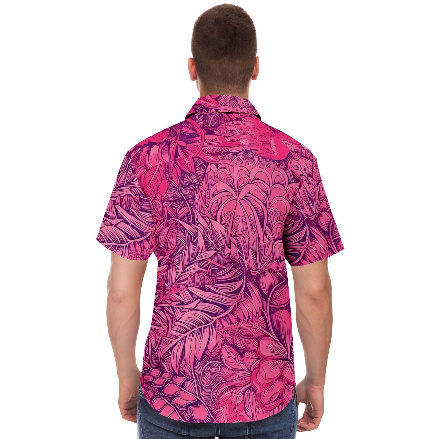 chemise décontractée homme fleurs roses