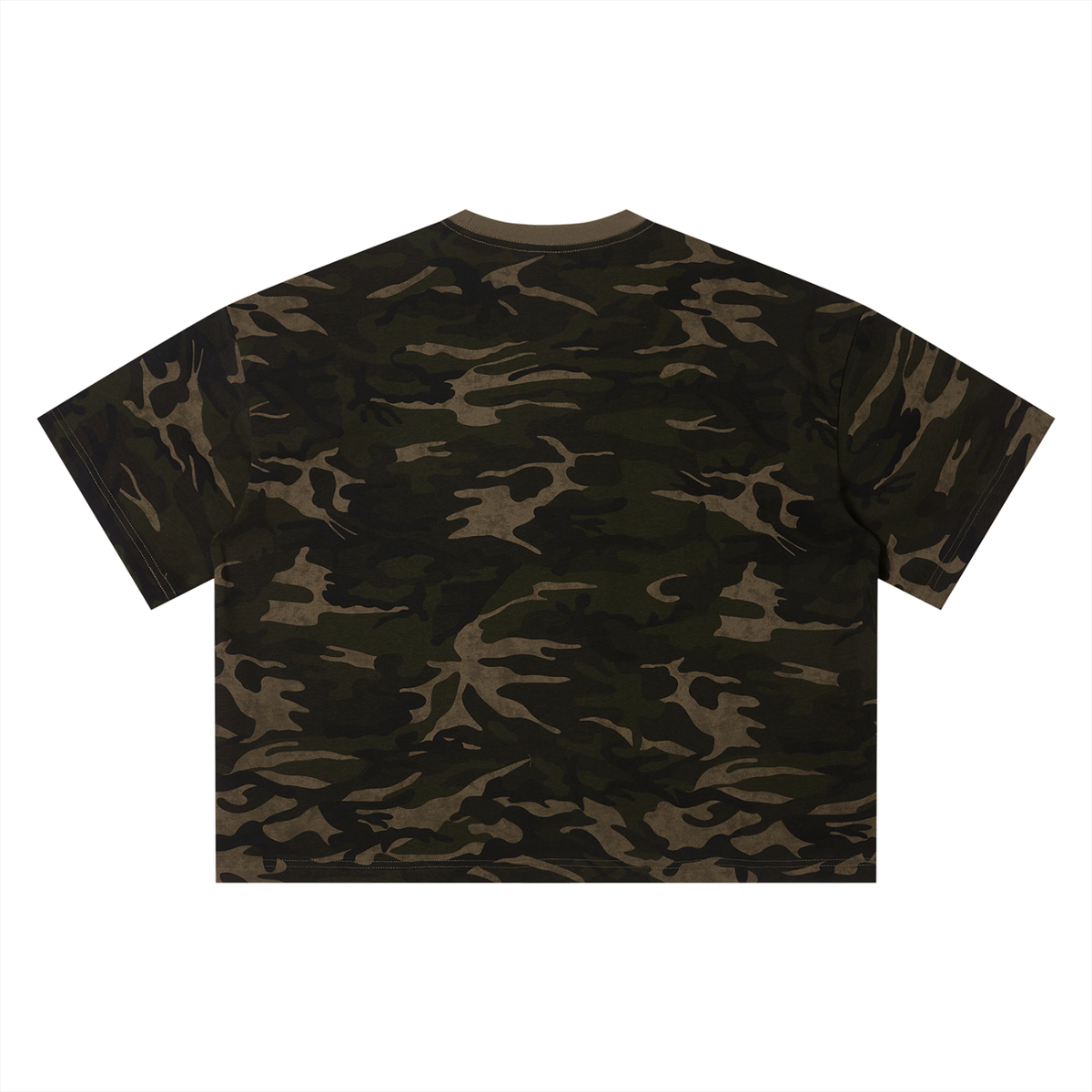 T-shirt Boxy Motif Camouflage Kaki — Streetwear Belge