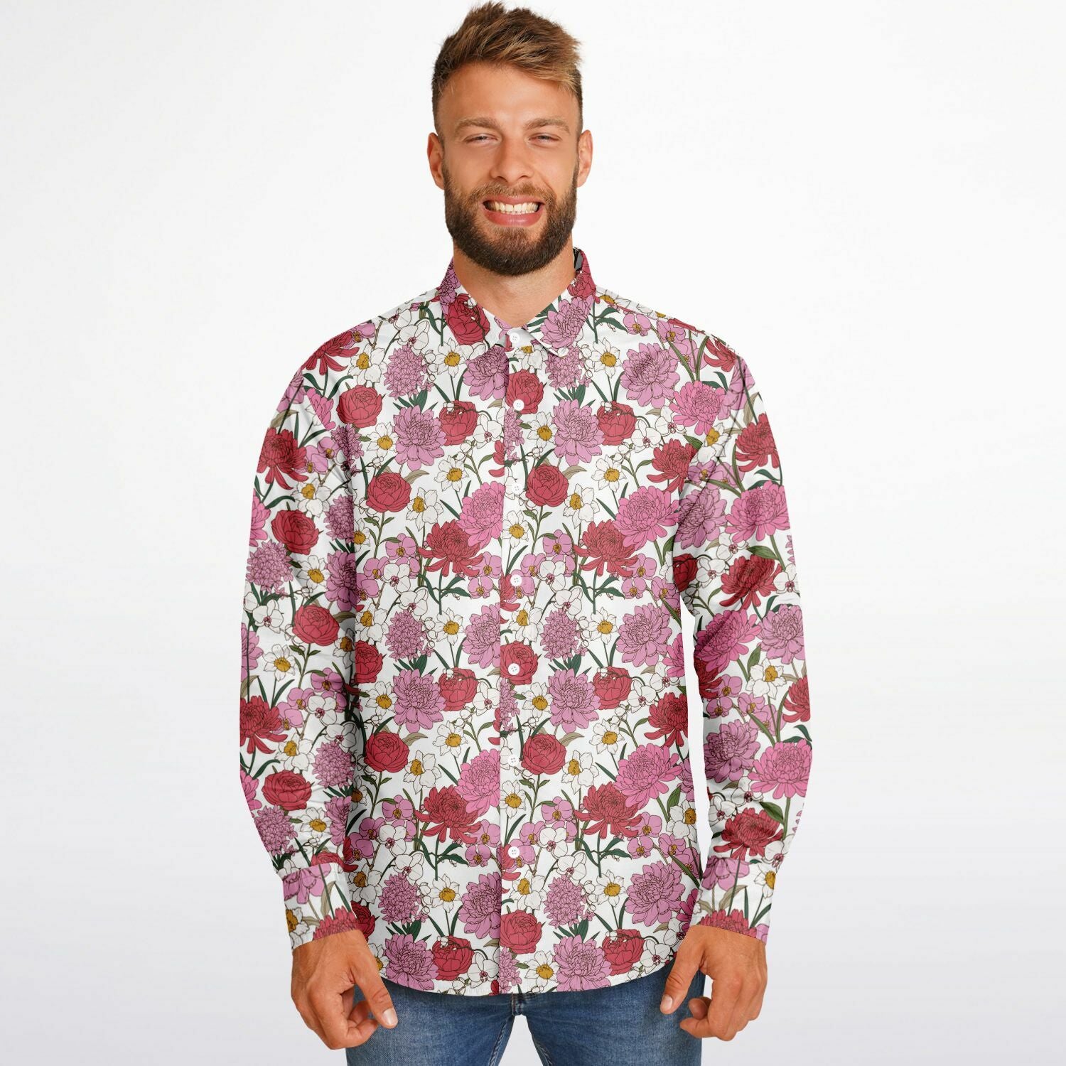 mode masculine chemise blanche à fleurs