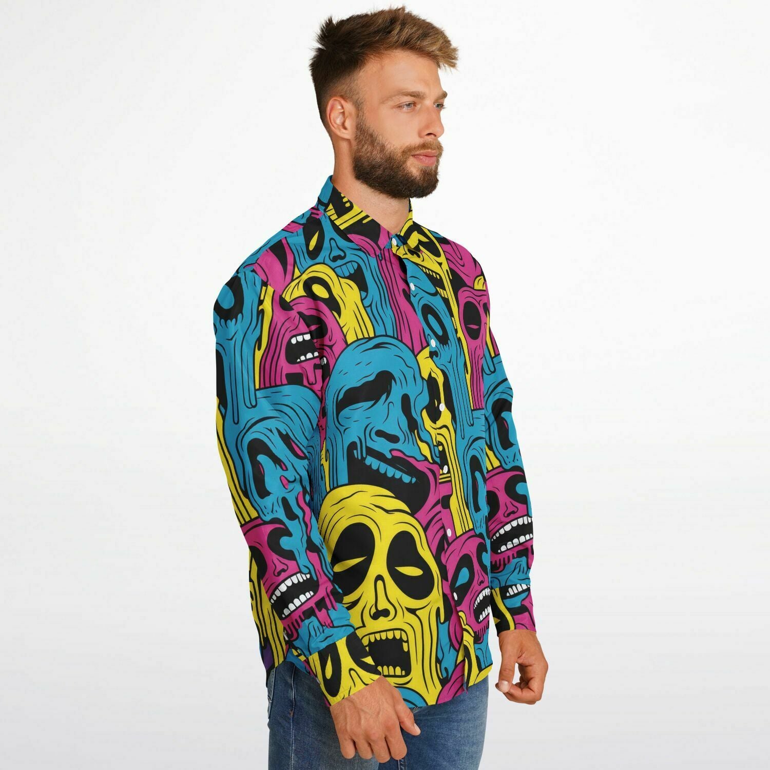 chemise homme avec motif fantome fluo