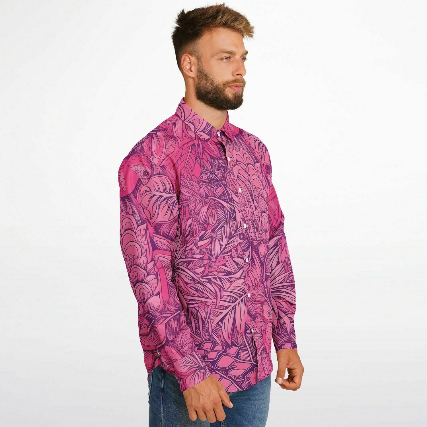 chemise homme imprimé floral rose