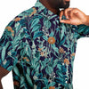 CHEMISE HOMME originale bleue style floral - MANCHES COURTES