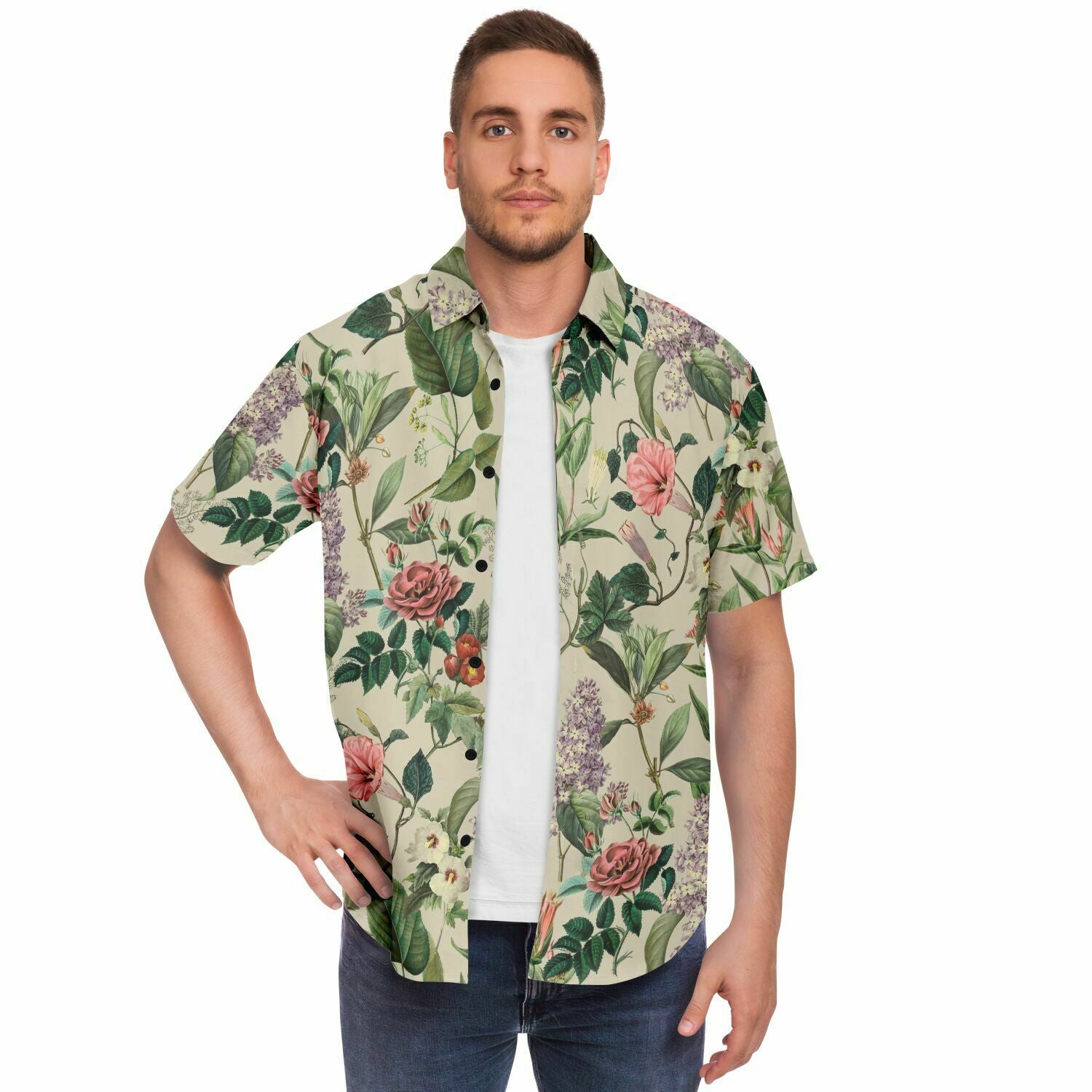 chemise décontractée à manches courtes à fleurs