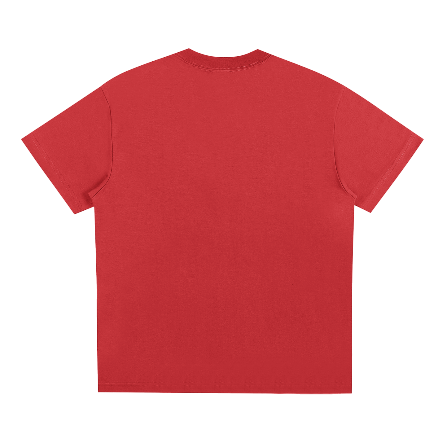 T-shirt oversized smiley en rouge vu de dos - coupe ample et épaules tombantes, dos vierge
