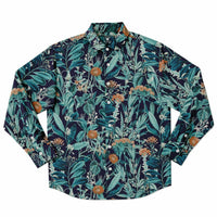 CHEMISE HOMME originale style floral bleue - MANCHES LONGUES