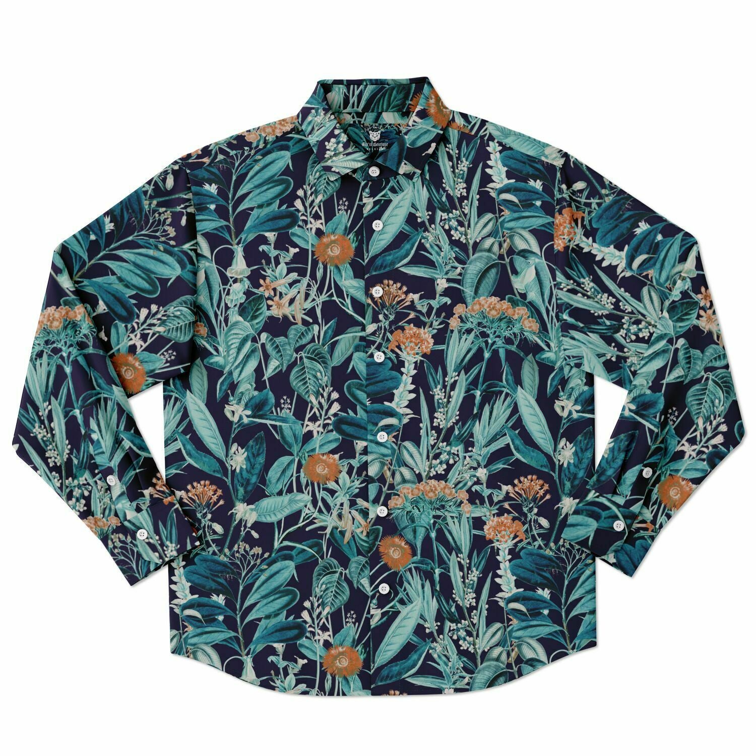 CHEMISE HOMME originale style floral bleue - MANCHES LONGUES