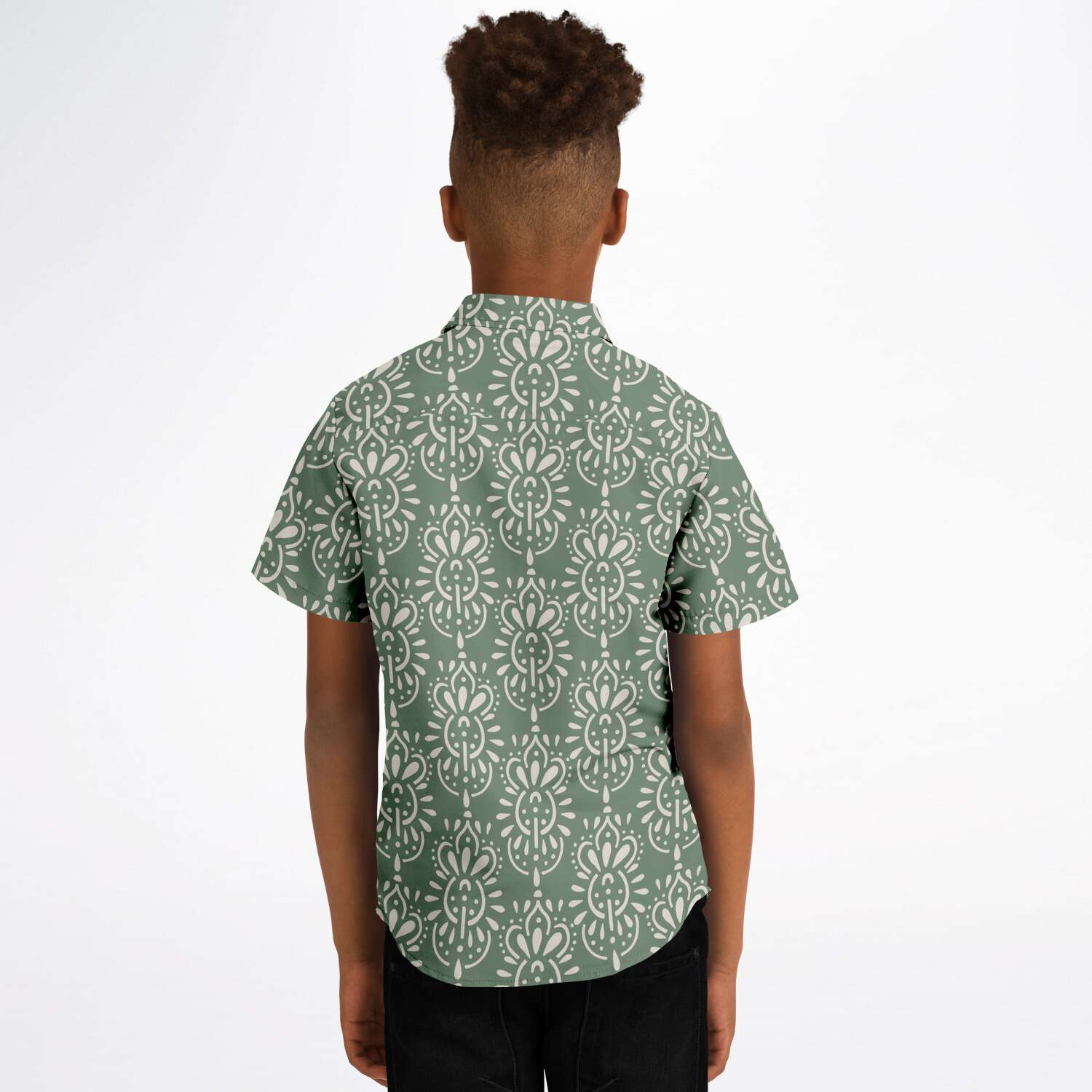 chemise manches courtes garçon style vert