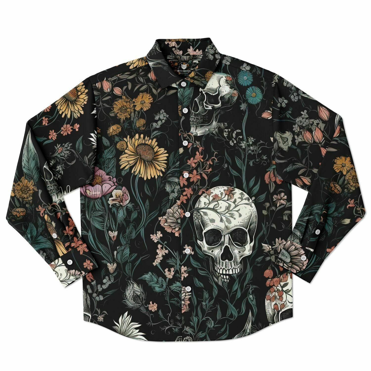 chemise tendance homme têtes de mort et fleurs