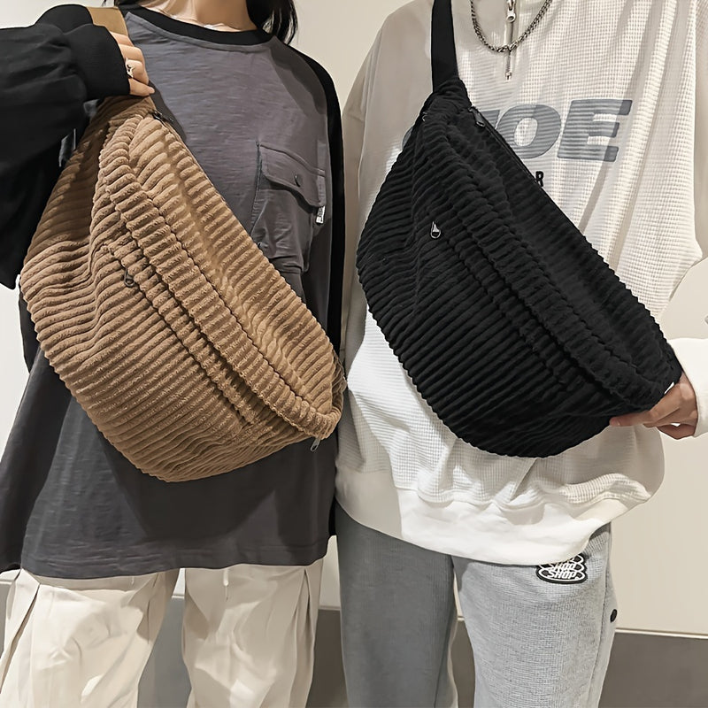 Sac banane XXL velours côtelé noir