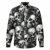 Chemise homme manches longues - Têtes de morts noir et blanc