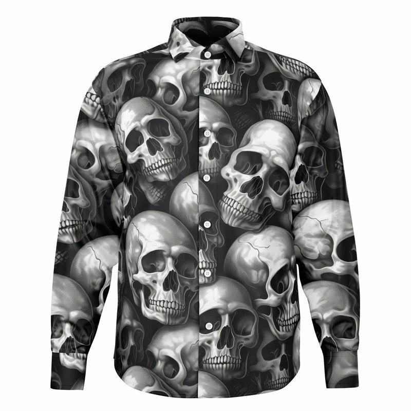 Chemise homme manches longues - Têtes de morts noir et blanc